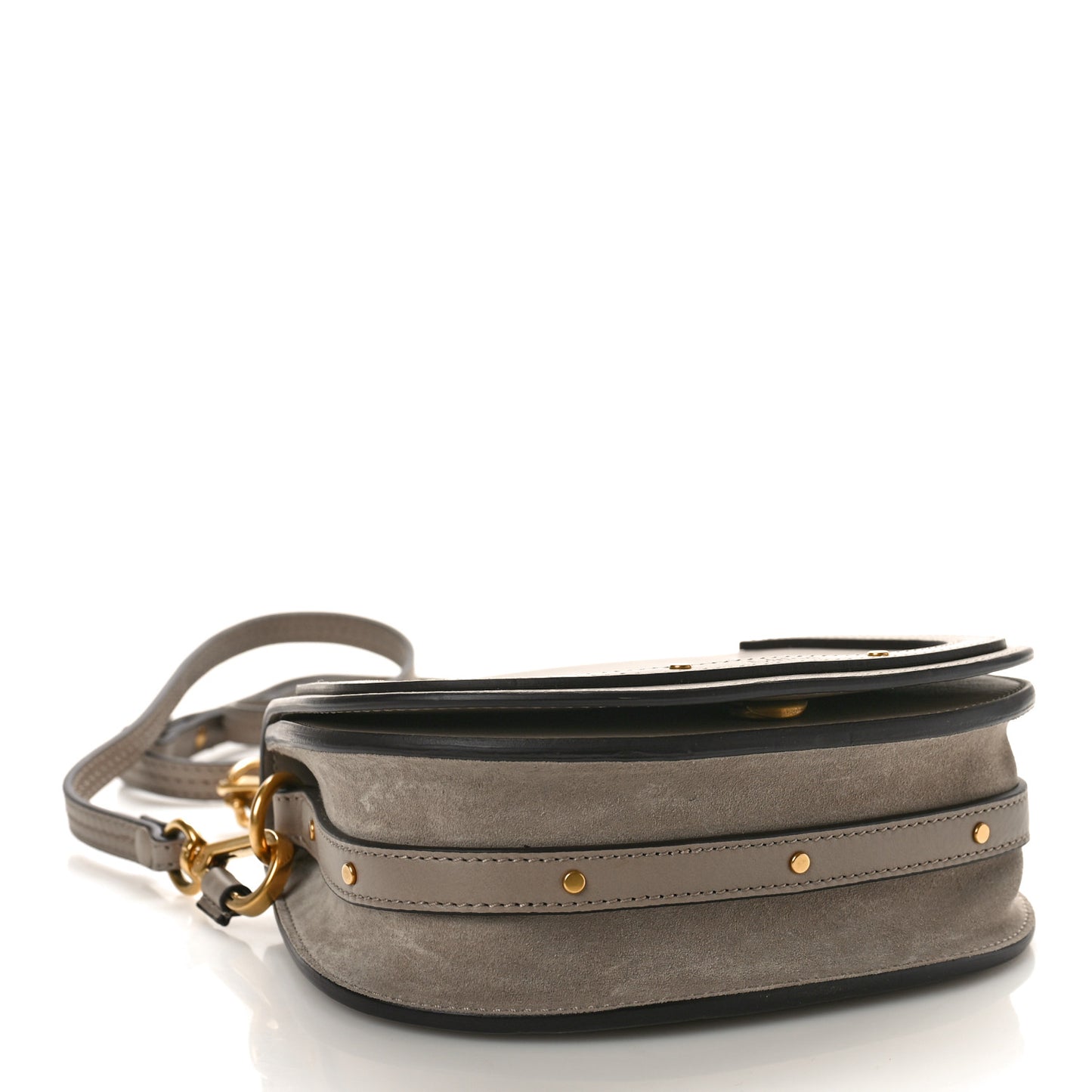 Calfskin Suede Small Nile Bracelet Bag Motty Grey