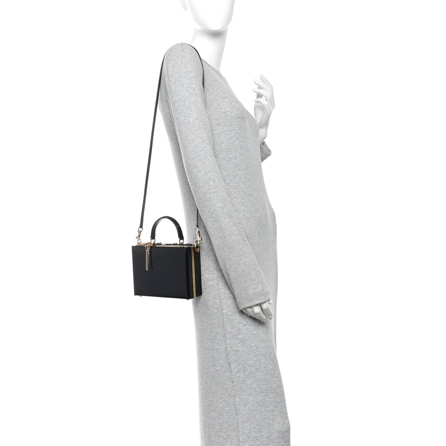 Patent Dolce Box Handbag Black