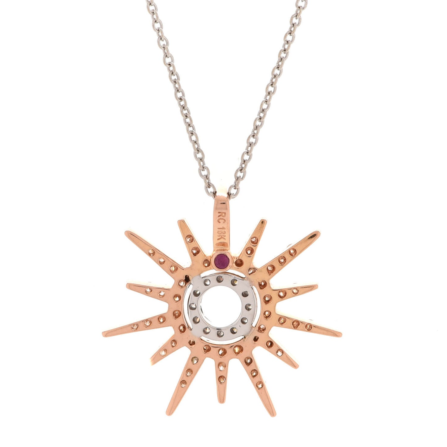 18K Rose White Gold Diamond Tiny Treasures Sun Pendant Necklace