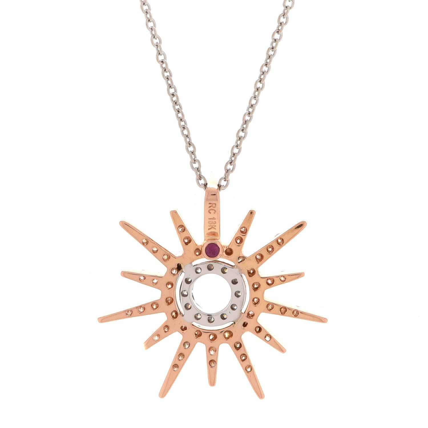 Roberto Coin 18K Rose White Gold Diamond Tiny Treasures Sun Pendant Necklace 7 of 7
