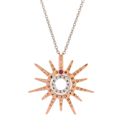 Roberto Coin 18K Rose White Gold Diamond Tiny Treasures Sun Pendant Necklace 7 of 7
