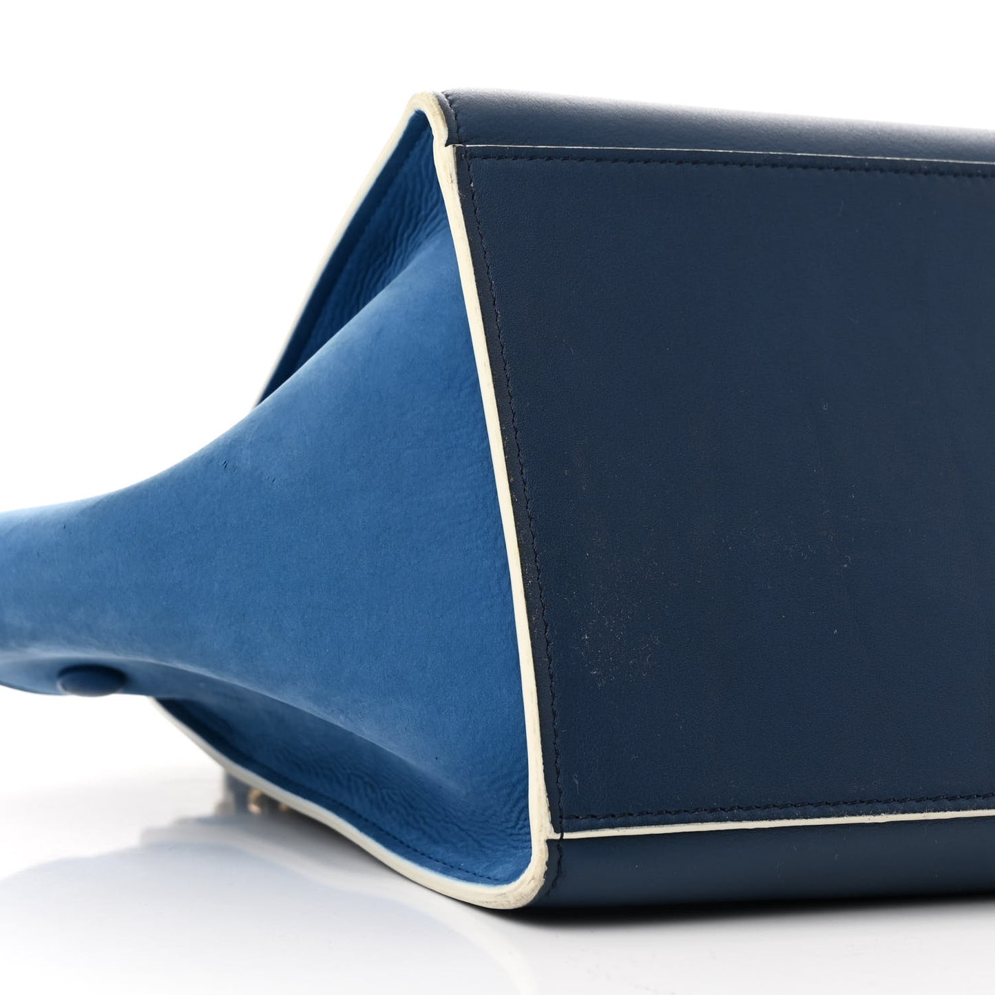 Drummed Calfskin Suede Small Trapeze  Blue