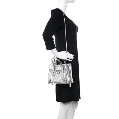 Balenciaga Metallic Calfskin Papier Mini A4 Tote Silver 2 of 11