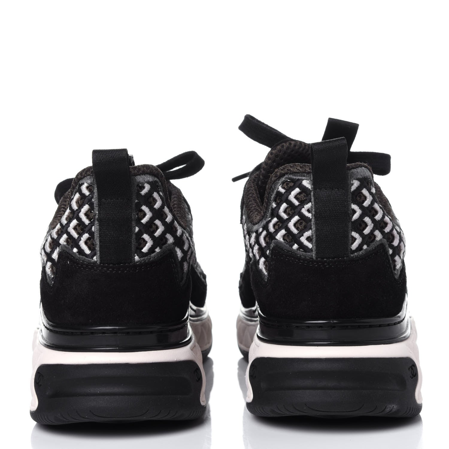 Chanel Suede Calfskin Embroidered CC Sneakers 39 Black 5 of 11