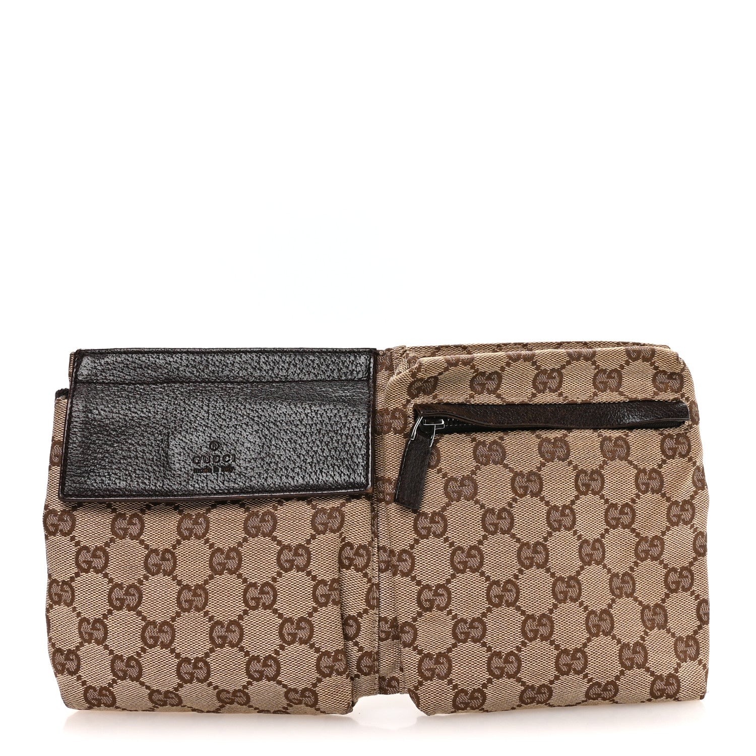 Gucci GG Monogram Double Pocket Belt Bag Dark Brown 1 of 9