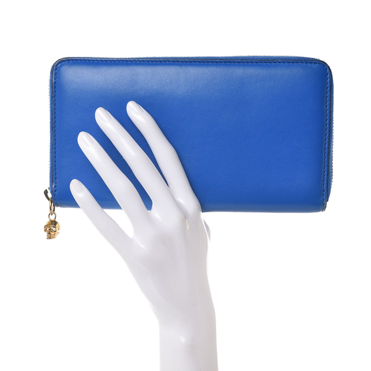 Nappa Skull Continental Zip Wallet Blue