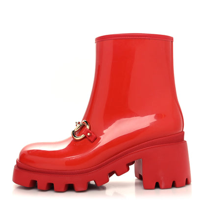 Gucci Rubber Womens Horsebit Ankle Boots 39 Maple Red 1 of 7