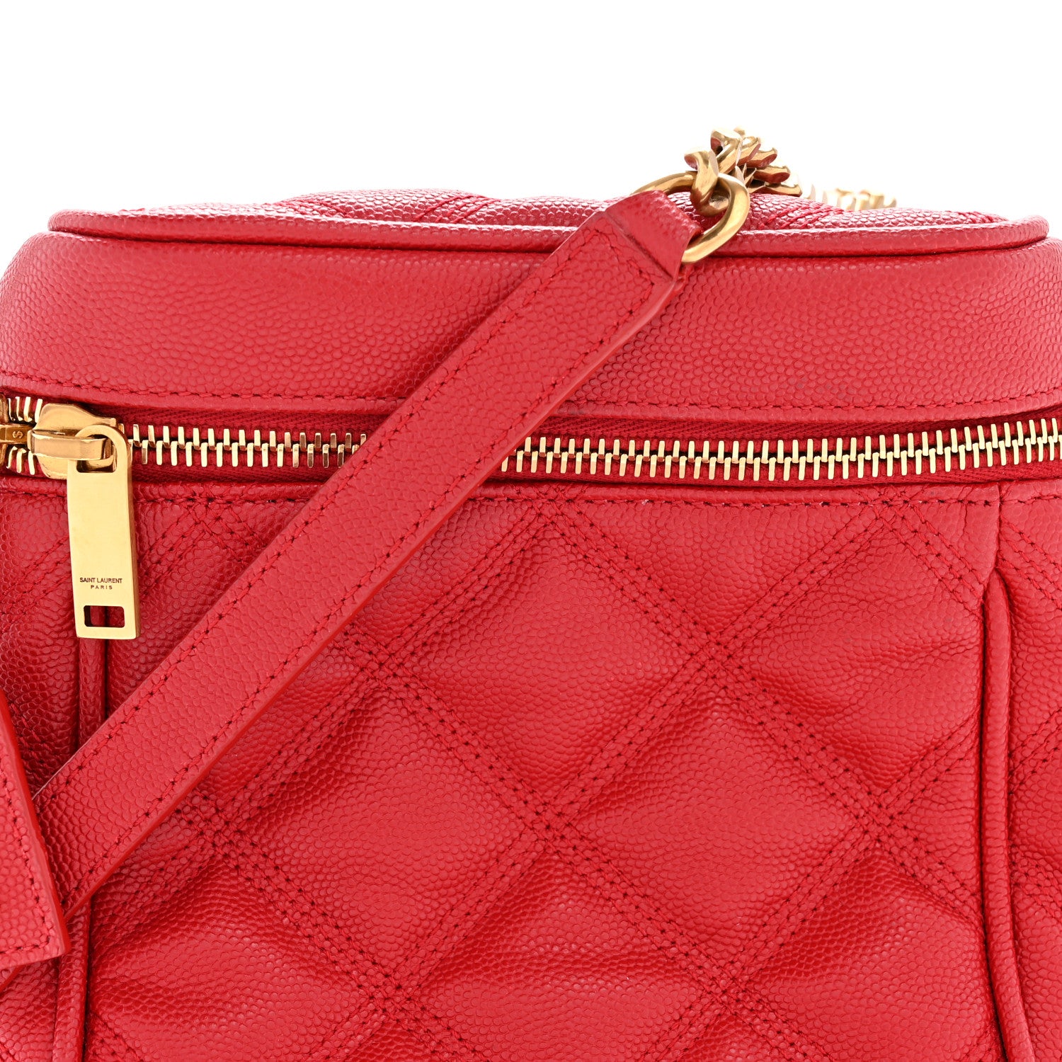Saint Laurent Grain de Poudre Quilted 80's Vanity Bag Rouge Eros 8 of 12