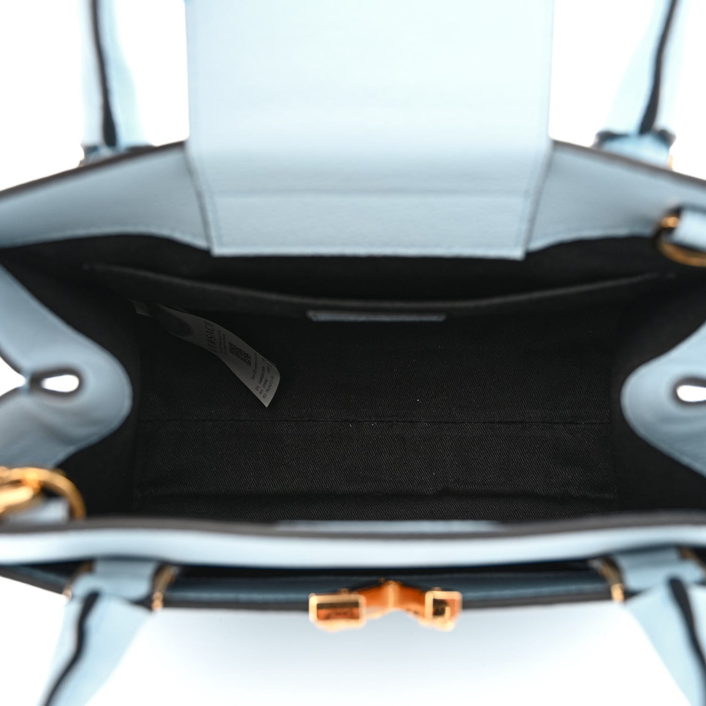 Grainy Calfskin Virtus Top Handle Tote Light Blue