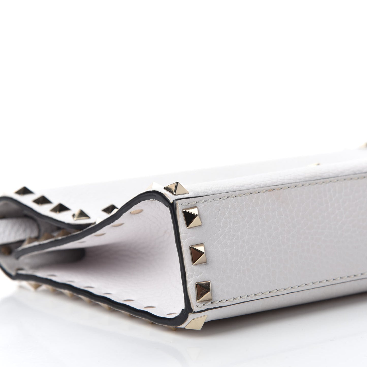 Pebbled Calfskin Medium Rockstud Flip Lock Crossbody Bag White