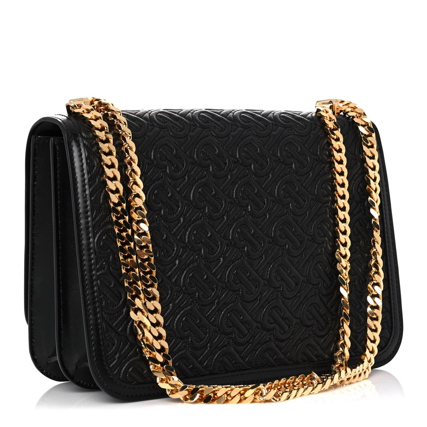 Calfskin Monogram Embossed Medium TB Chain Bag Black