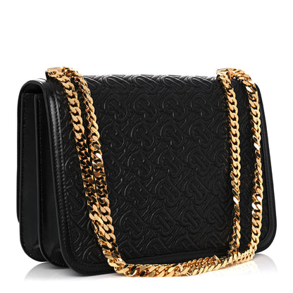 Burberry Calfskin Monogram Embossed Medium TB Chain Bag Black 2 of 9