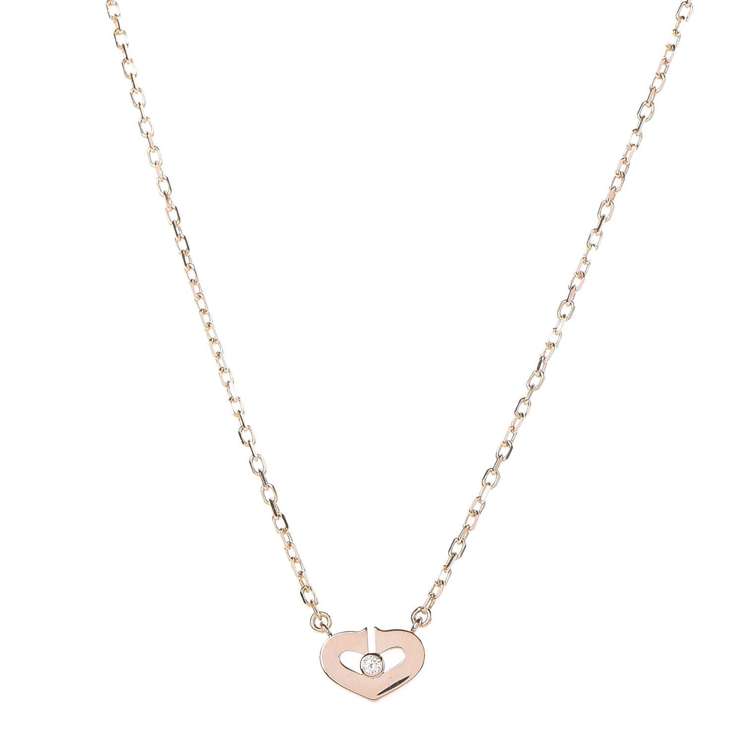 18K Pink Gold Diamond XS Hearts and Symbols Necklace