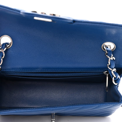 Chanel Caviar Chevron Quilted Mini Rectangular Flap Blue 5 of 10