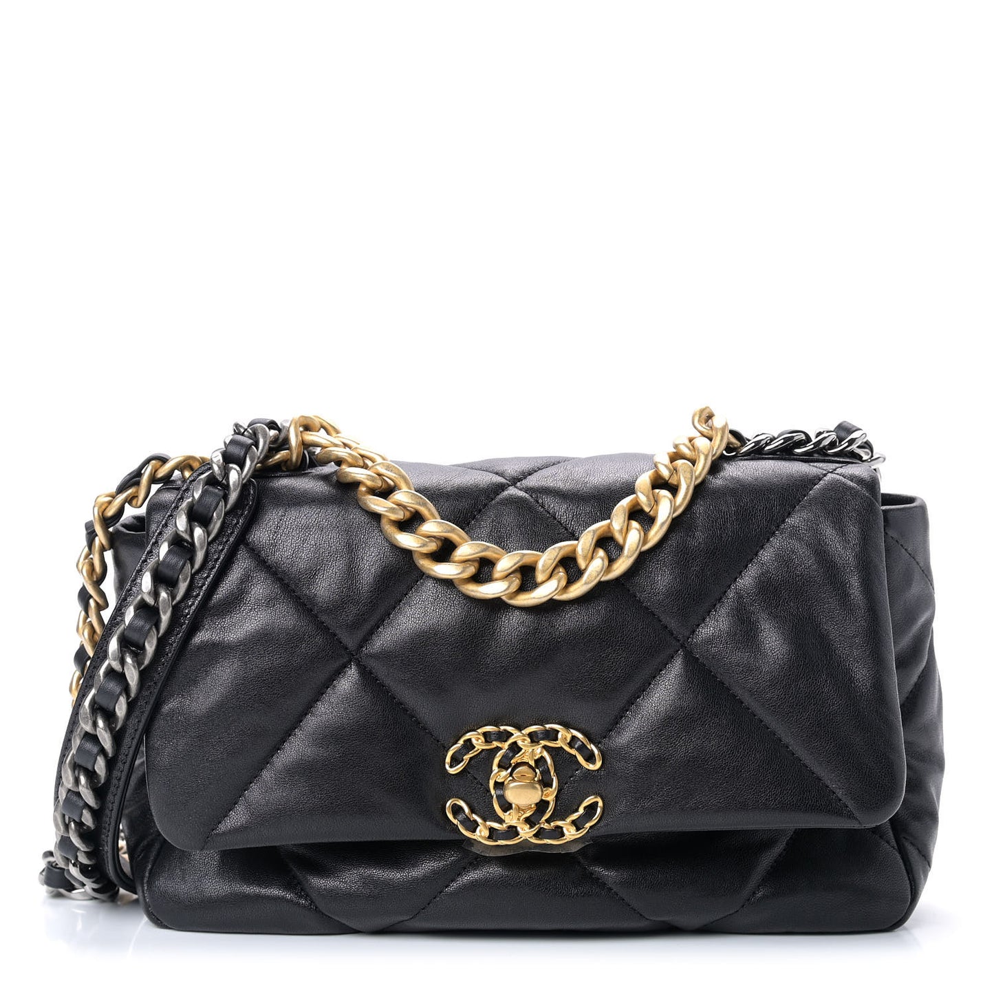 Lambskin Quilted Medium Chanel 19 Flap Black