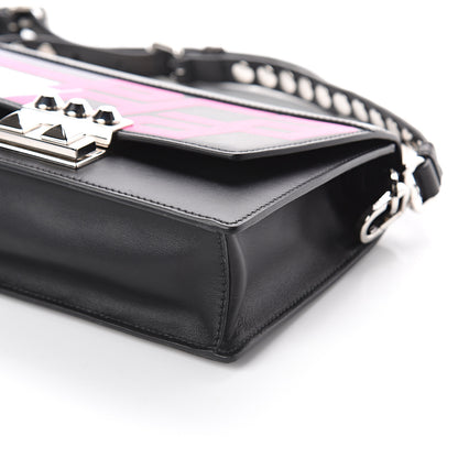 Prada City Calfskin Saffiano Racing Logo Elektra Shoulder Bag Fuxia Black 8 of 8