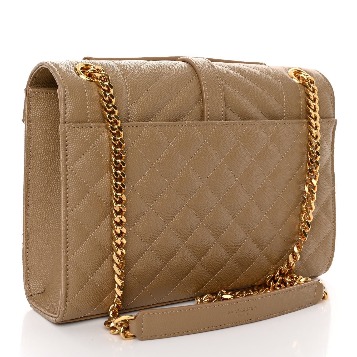 Saint Laurent Grain De Poudre Textured Mixed Matelasse Medium Triquilt Monogram Satchel Dark Latte 3 of 9