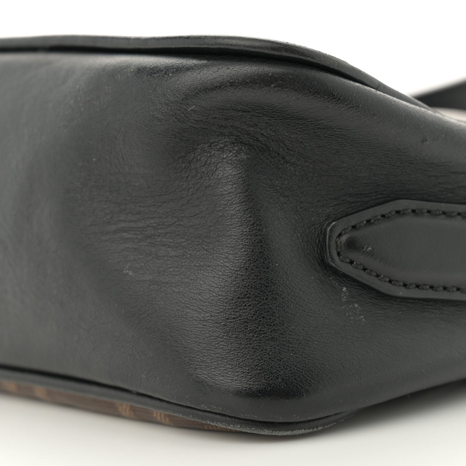 Fendi Glazed Fabric Vitello Century F is Fendi FF 1974 Stamp Patch Camera Case Mogano Panna Black 9 of 17