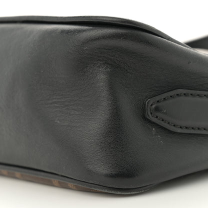 Fendi Glazed Fabric Vitello Century F is Fendi FF 1974 Stamp Patch Camera Case Mogano Panna Black 9 of 17