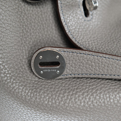 Hermes Taurillon Clemence Lindy 30 Etain Bleu Indigo 7 of 11