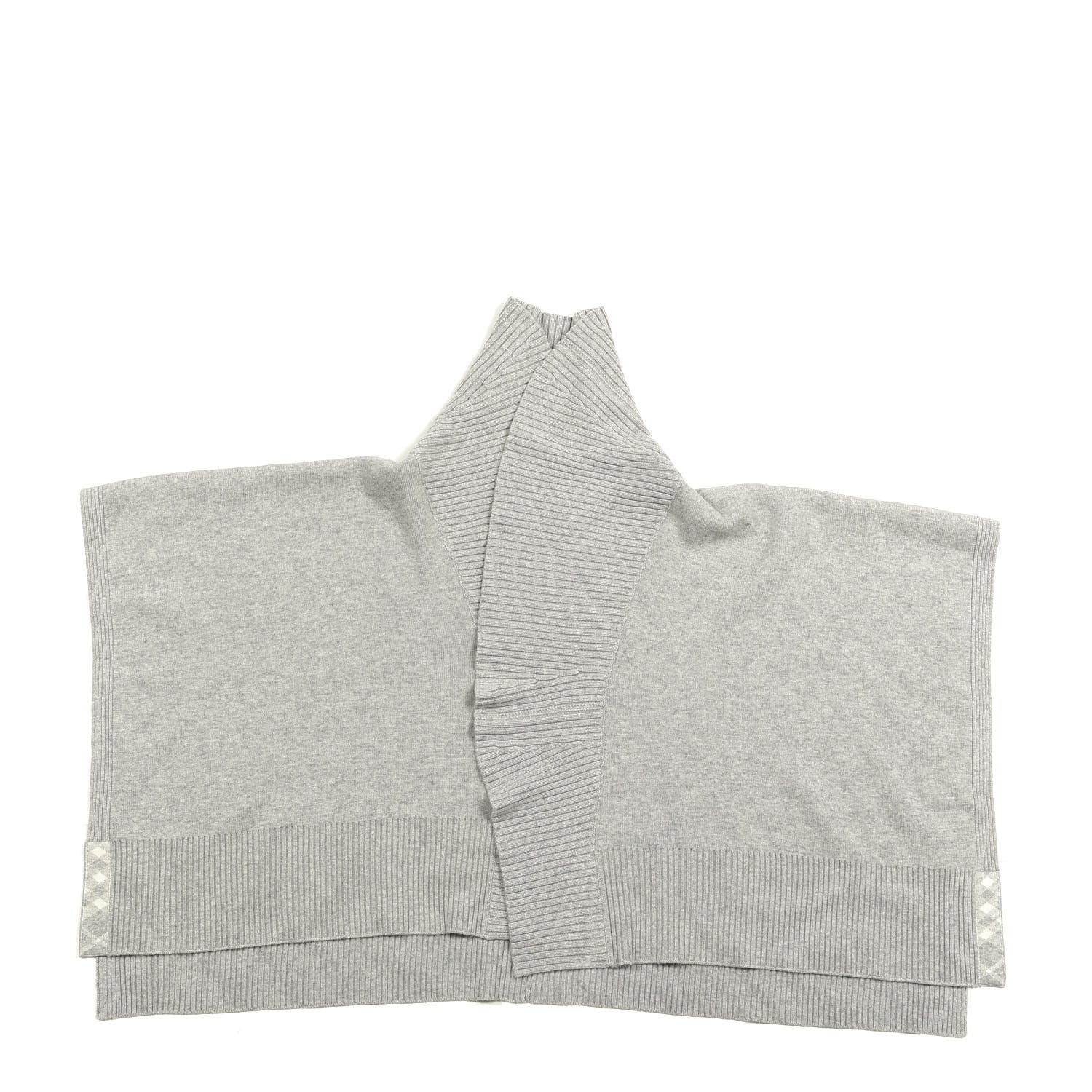Burberry Wool Cashmere Ribbed Shawl Collar Cape Scarf Grey 1 of 2