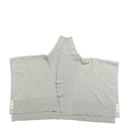 Burberry Wool Cashmere Ribbed Shawl Collar Cape Scarf Grey 1 of 2