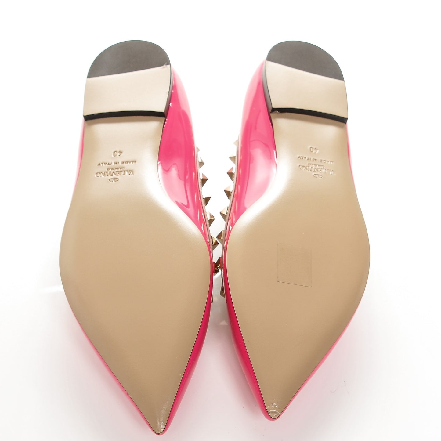 Patent Nappa Rockstud Ballerina Flats 40 Peony Poudre