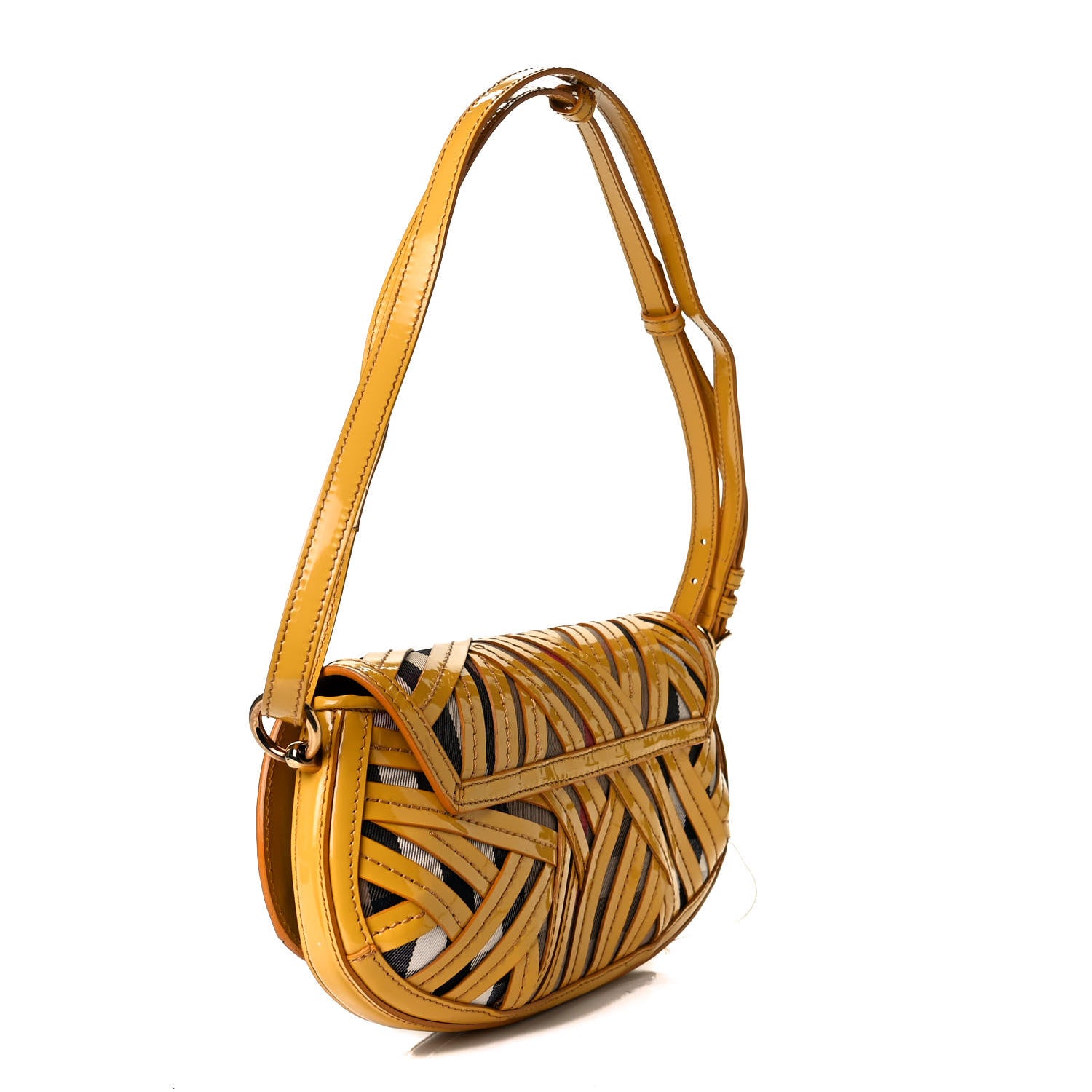 Burberry Patent Lilford Check Crossbody Bag Yellow 3 of 17