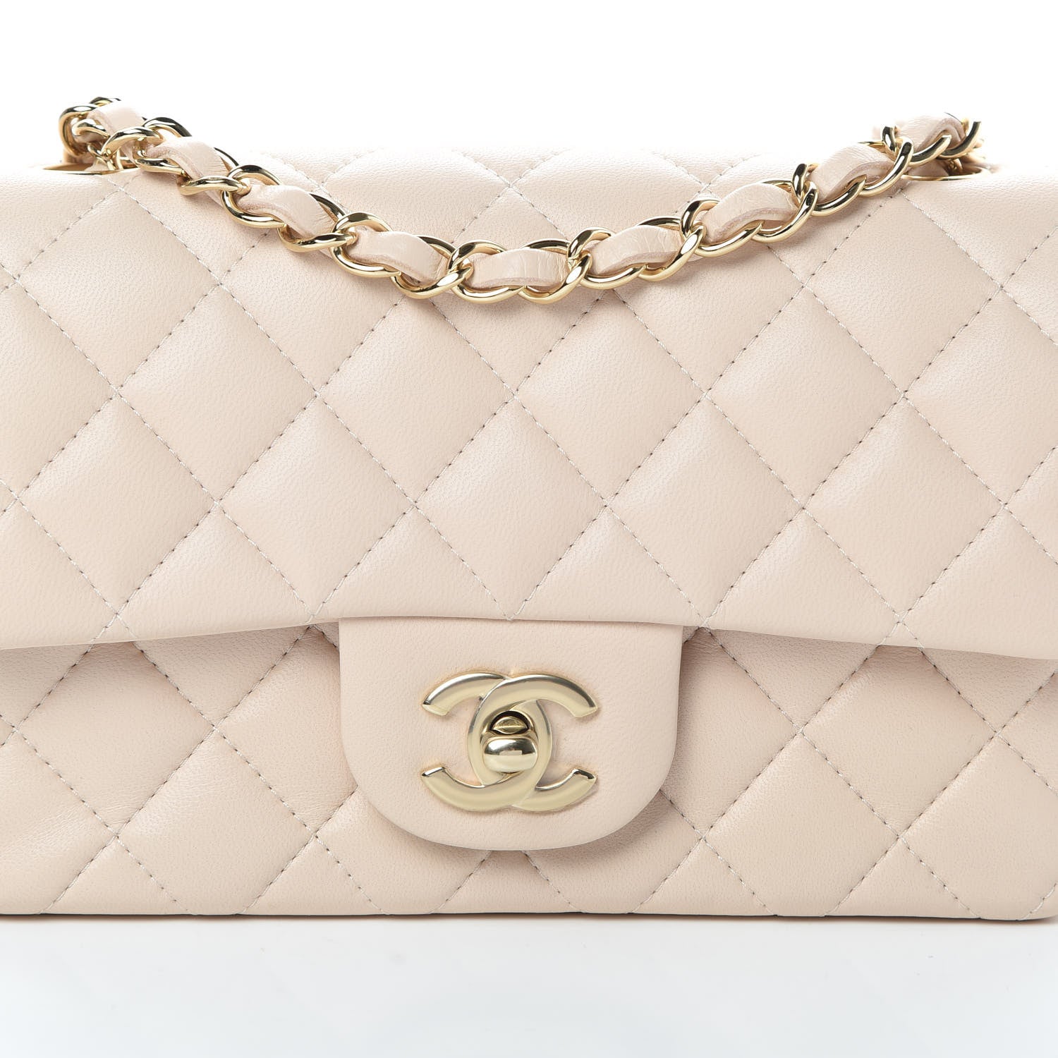 Chanel Lambskin Quilted Mini Rectangular Flap Light Beige 8 of 12
