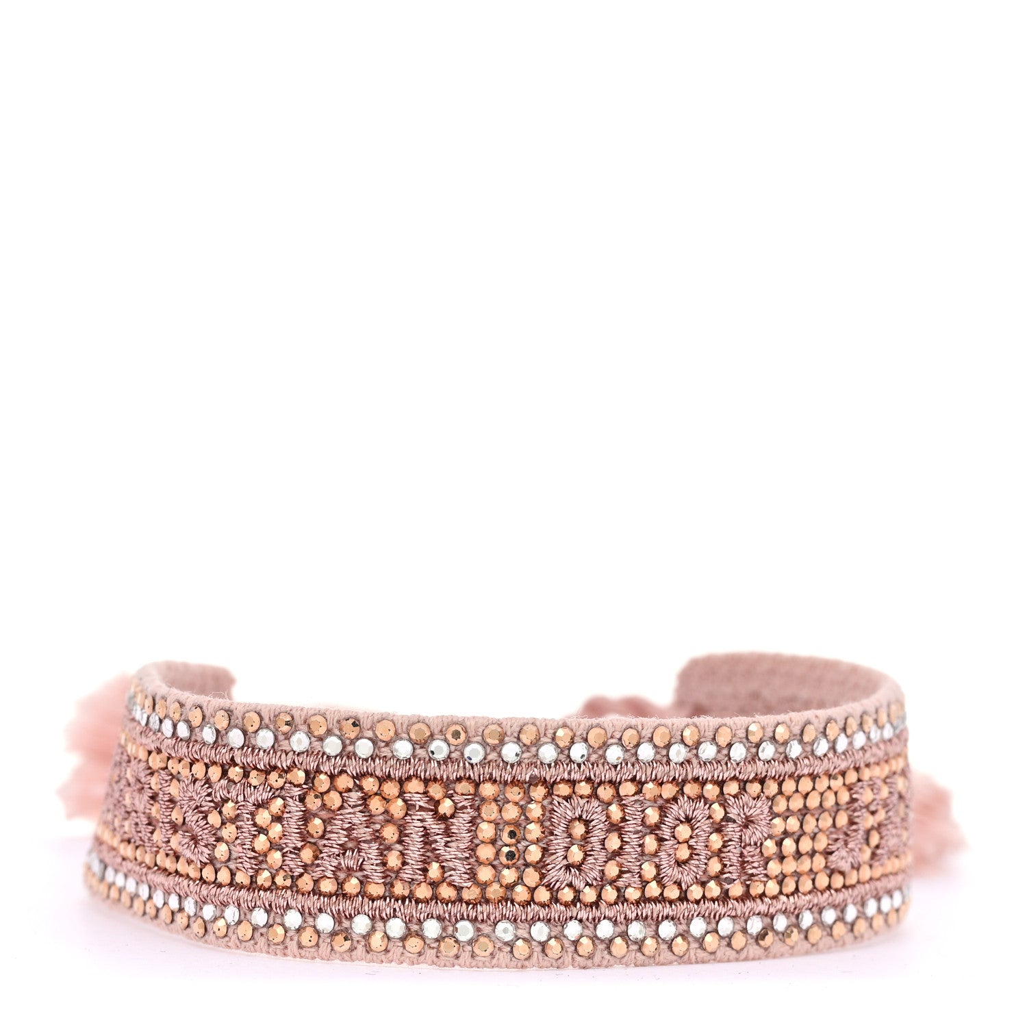 Christian Dior Woven Cotton Crystal Embroidered J'Adior Friendship Bracelet Pink 1 of 4