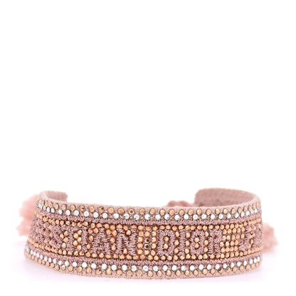 Christian Dior Woven Cotton Crystal Embroidered J'Adior Friendship Bracelet Pink 1 of 4