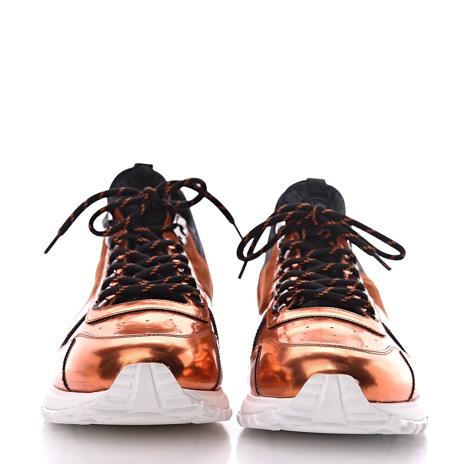 Louis Vuitton Metallic Patent Suede Run Away Sneakers 9 Orange 2 of 11