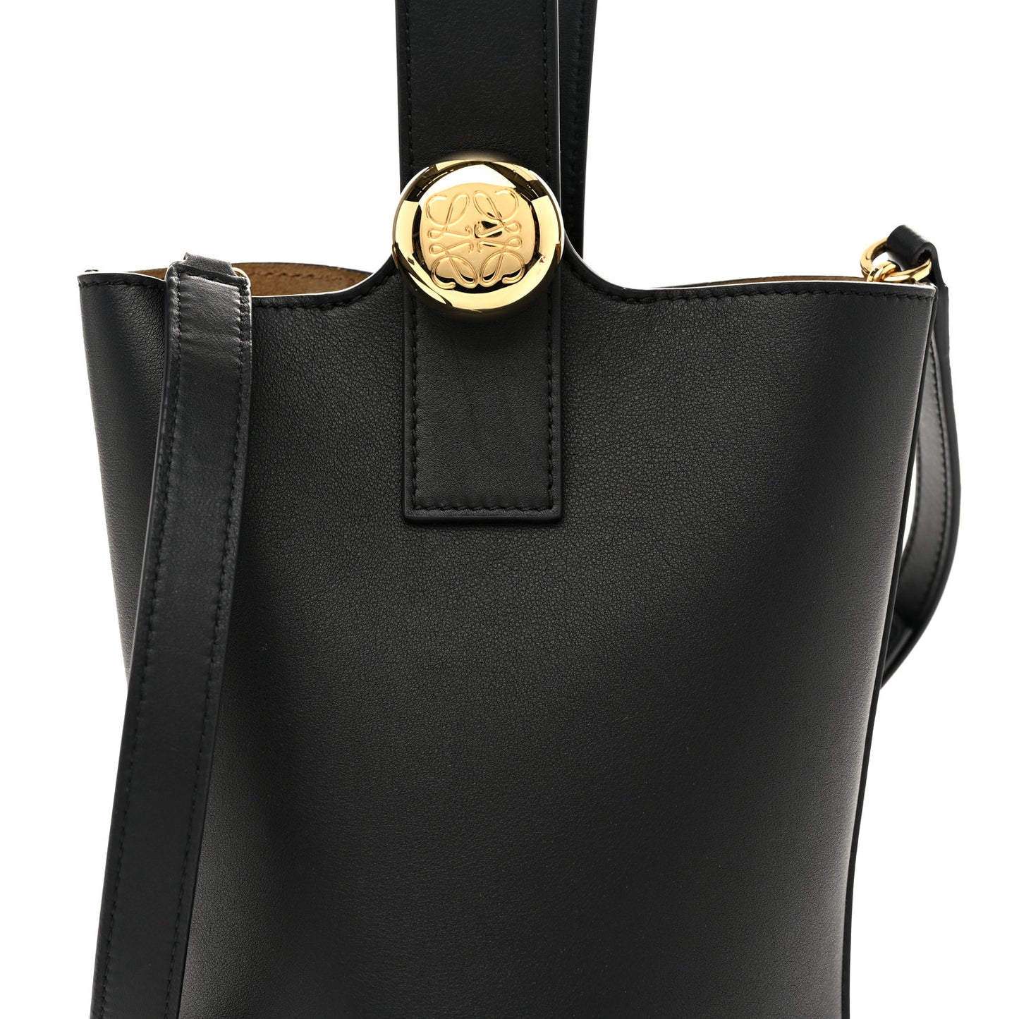 Soft Grained Calfskin Mini Pebble Bucket Bag Black