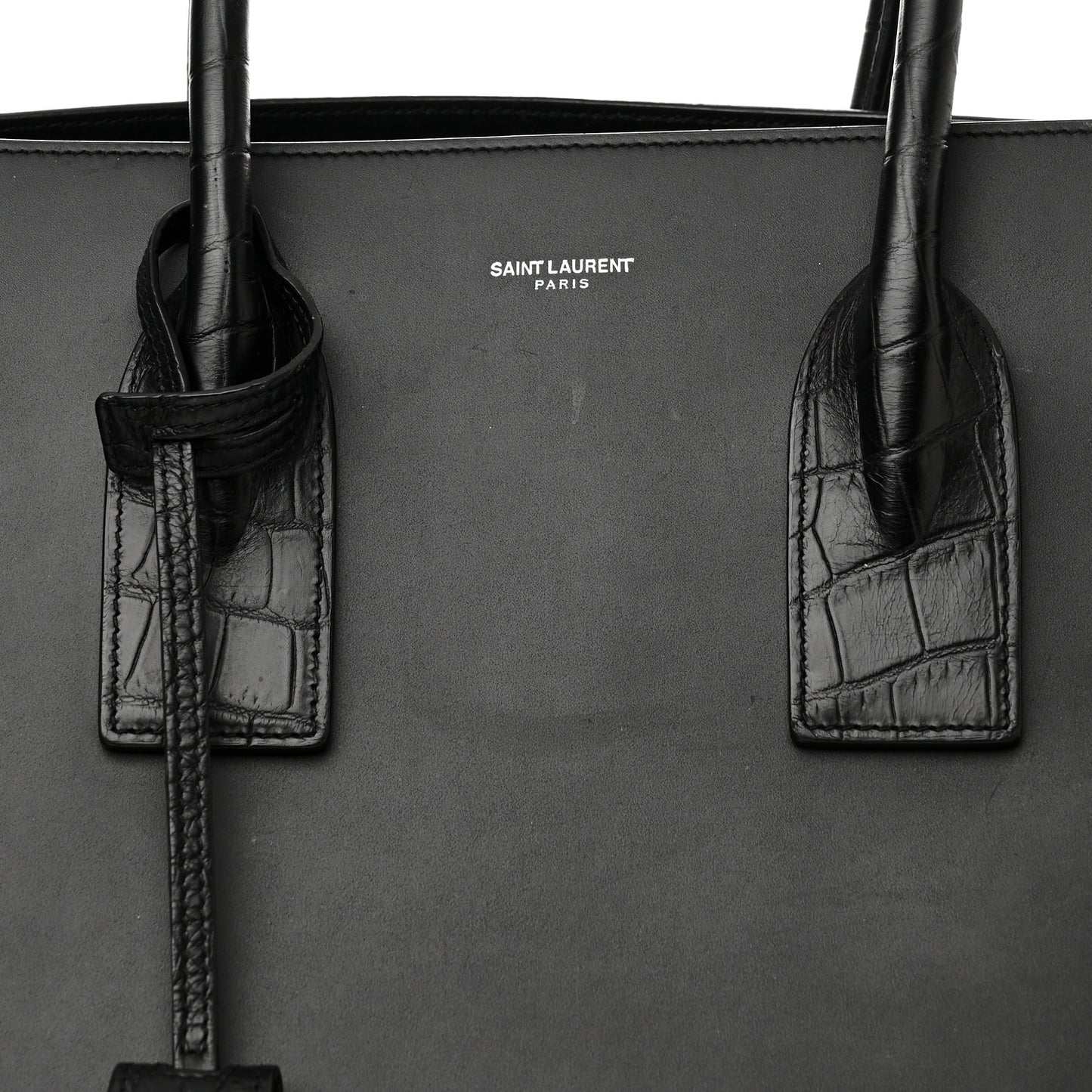 Calfskin Crocodile Embossed Large Sac De Jour Carryall Black