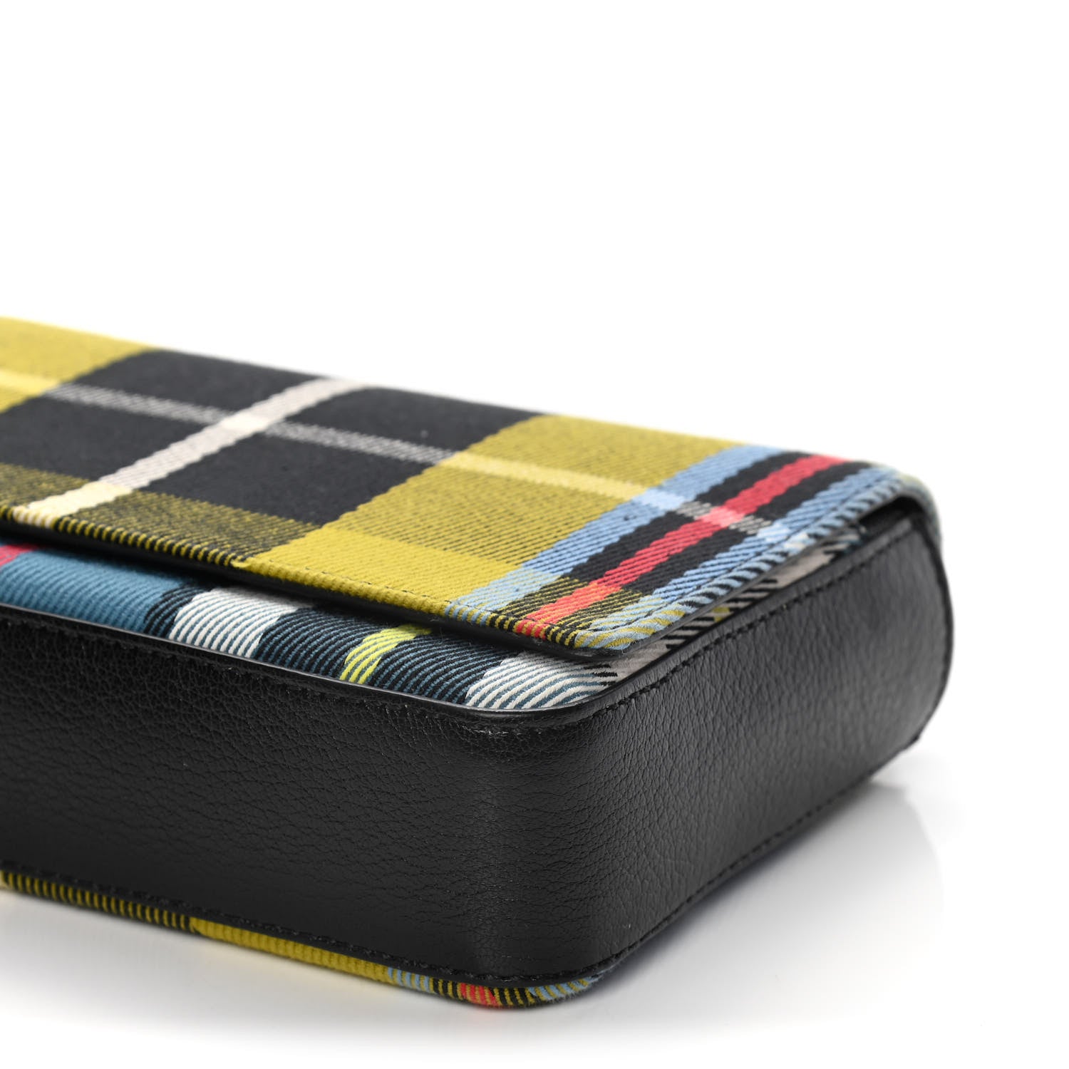 Burberry Canvas Tartan Mix Hampshire Wallet on Chain Yellow Multicolor 8 of 14