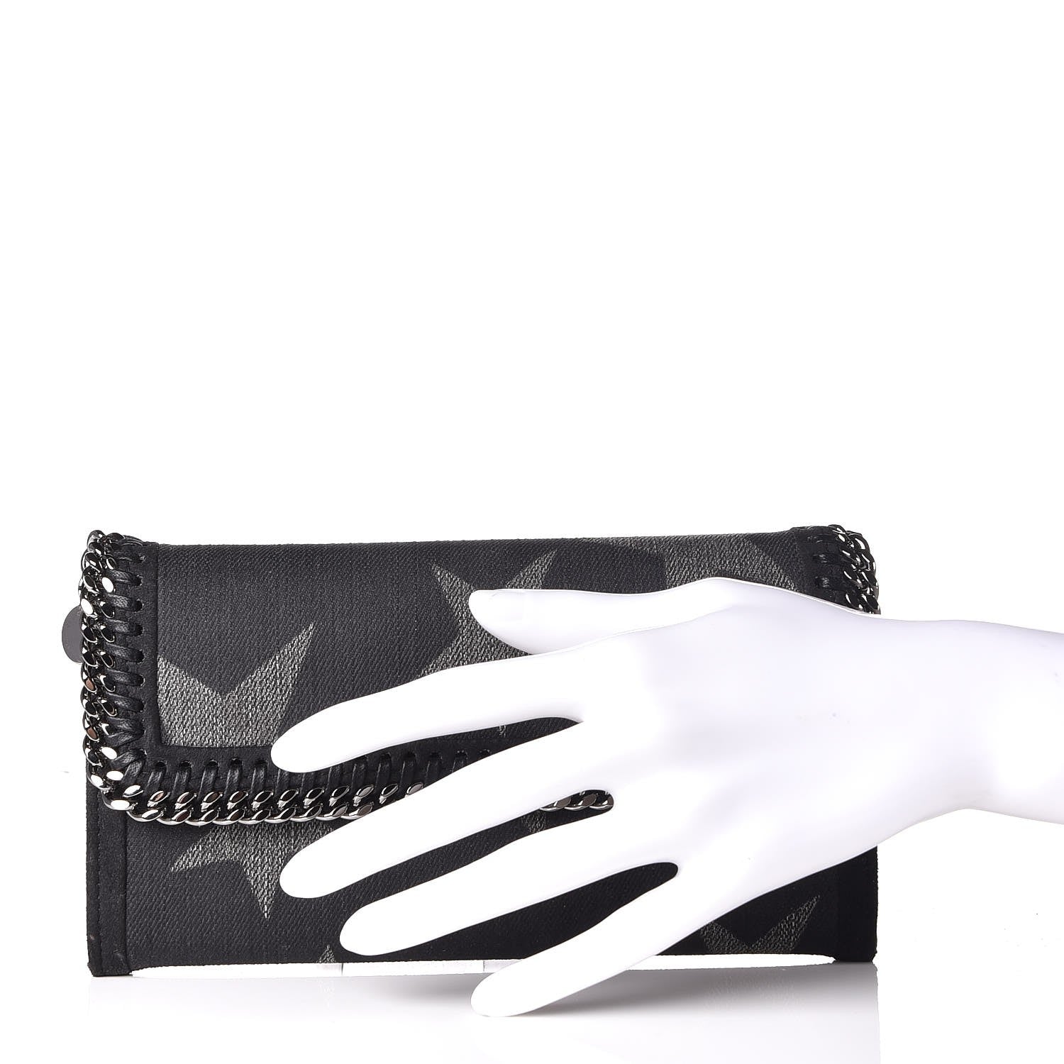 Stella McCartney Denim Star Print Falabella Continental Flap Wallet Black 2 of 10