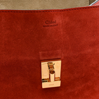 Chloe Suede Smooth Calfskin Drew Shoulder Bag Poppy 12 of 13