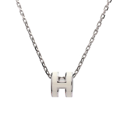 Hermes Lacquered Palladium Mini Pop H Pendant Necklace White 4 of 5
