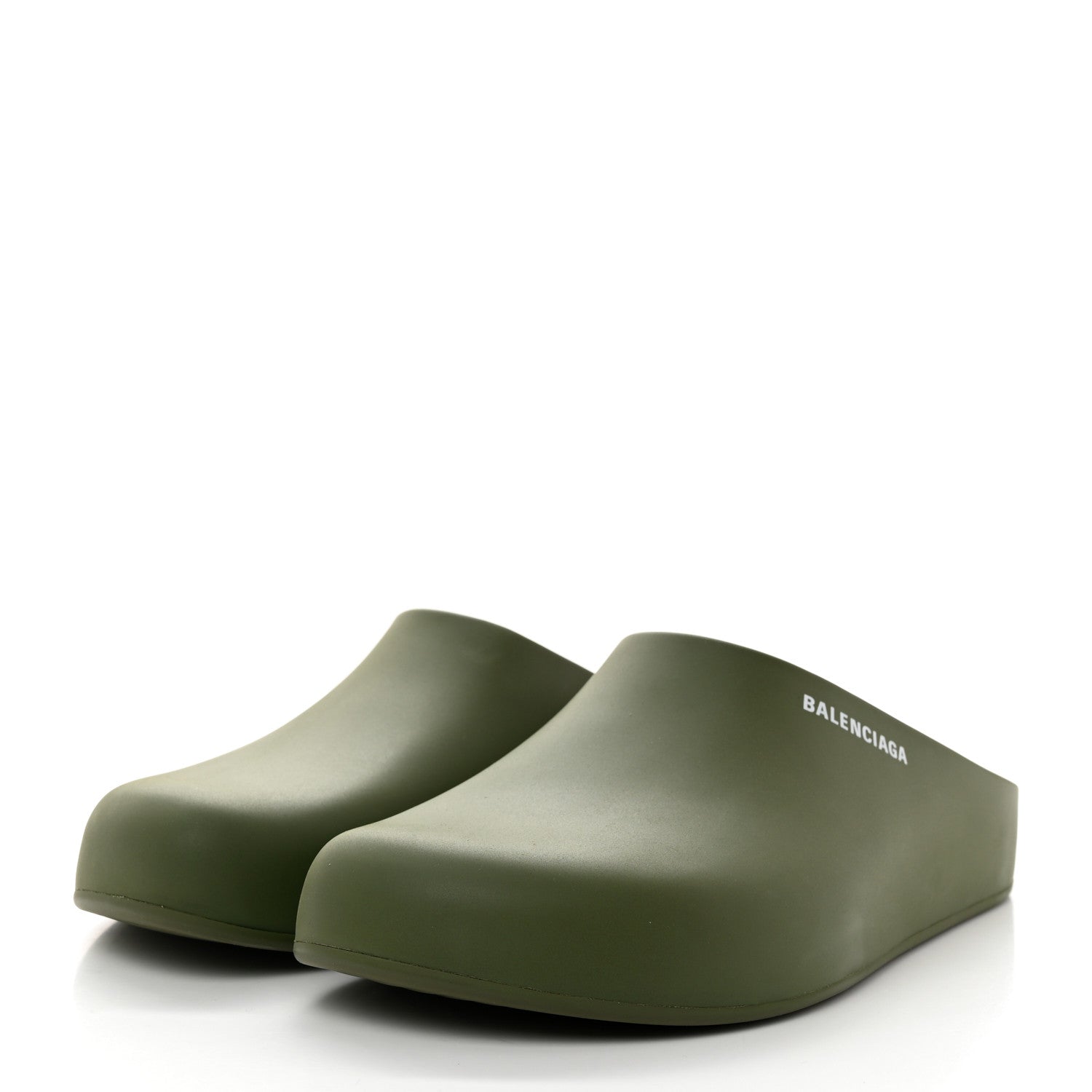 Balenciaga Rubber Logo Womens Pool Closed Slide Sandals 42 Kaki White 3 of 7