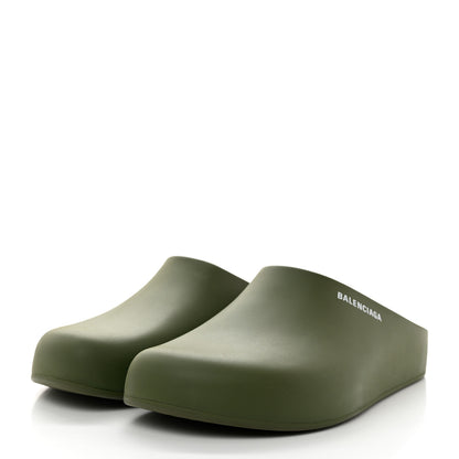 Balenciaga Rubber Logo Womens Pool Closed Slide Sandals 42 Kaki White 3 of 7