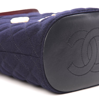 Chanel Felt Quilted Paris Hamburg Charms Drawstring Bucket Bag Dark Navy 8 of 13