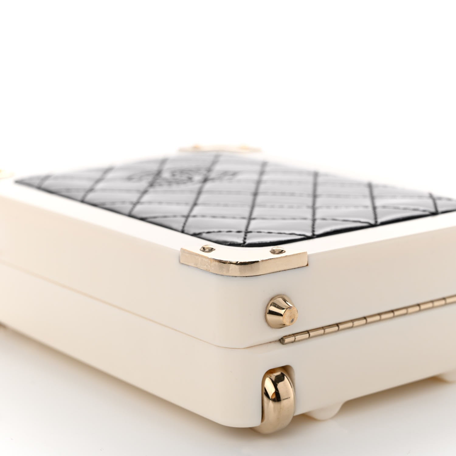 Chanel Plexiglass Patent Evening In The Air Mini Trolley Minaudiere Clutch Black White 9 of 14