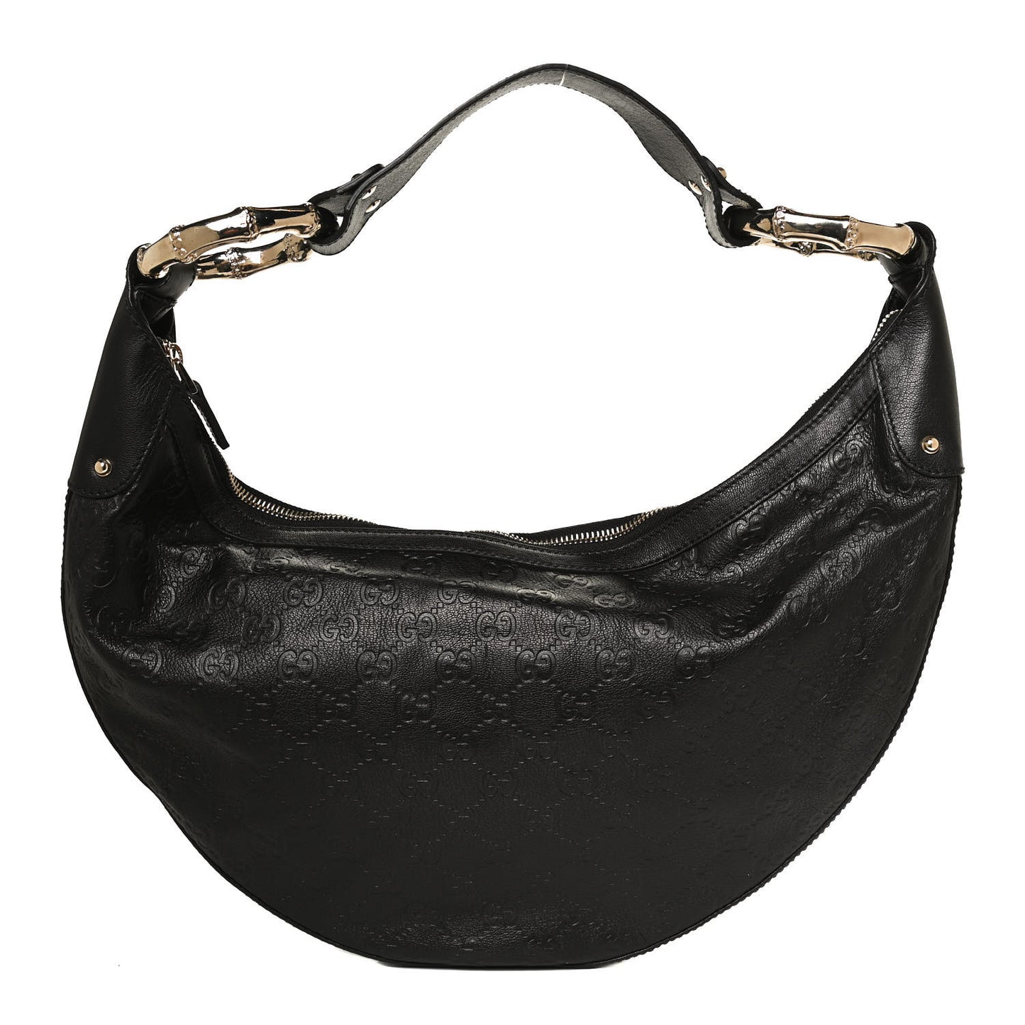 Guccissima Half Moon Bamboo Ring Hobo Black