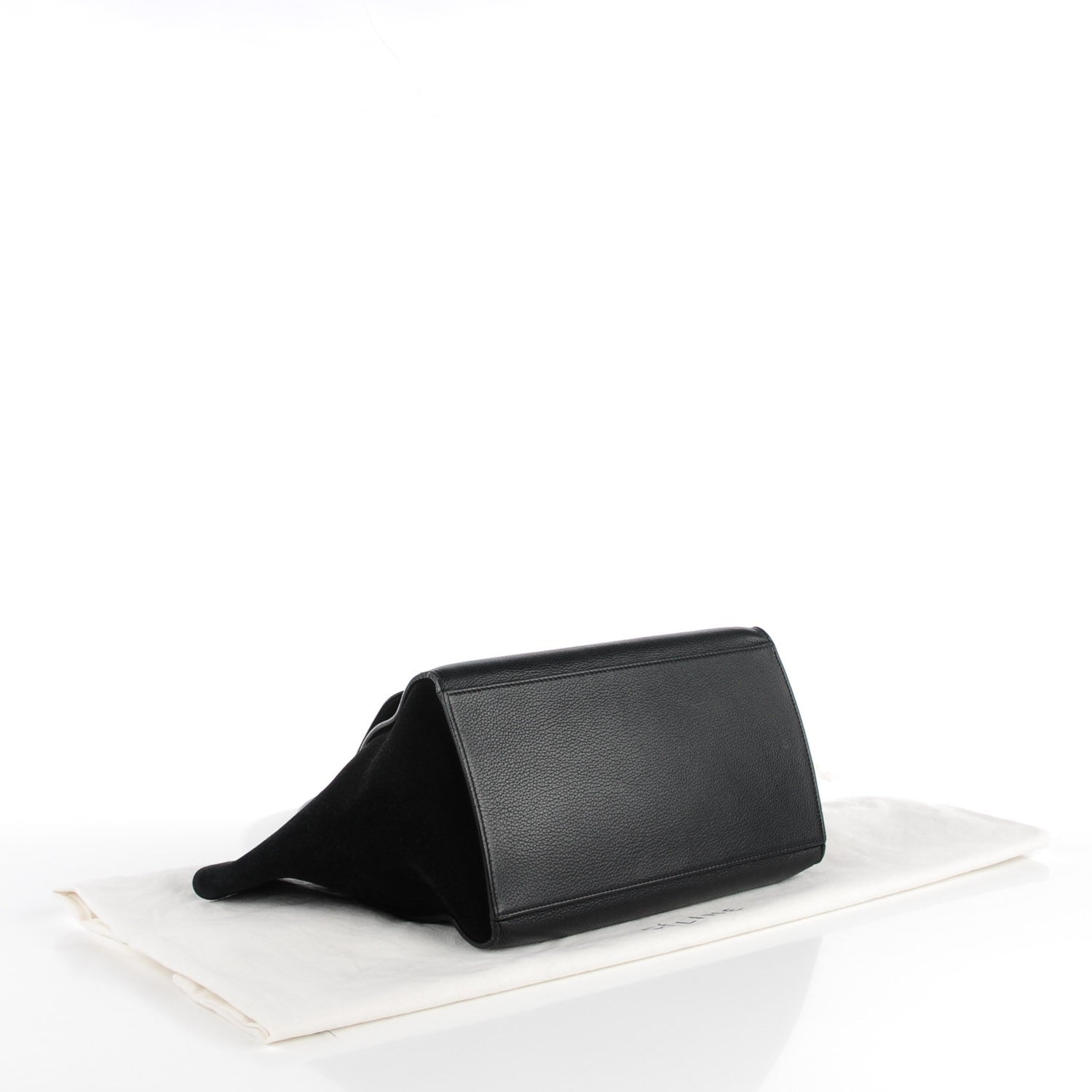 Celine Drummed Calfskin Suede Medium Trapeze Black 4 of 9