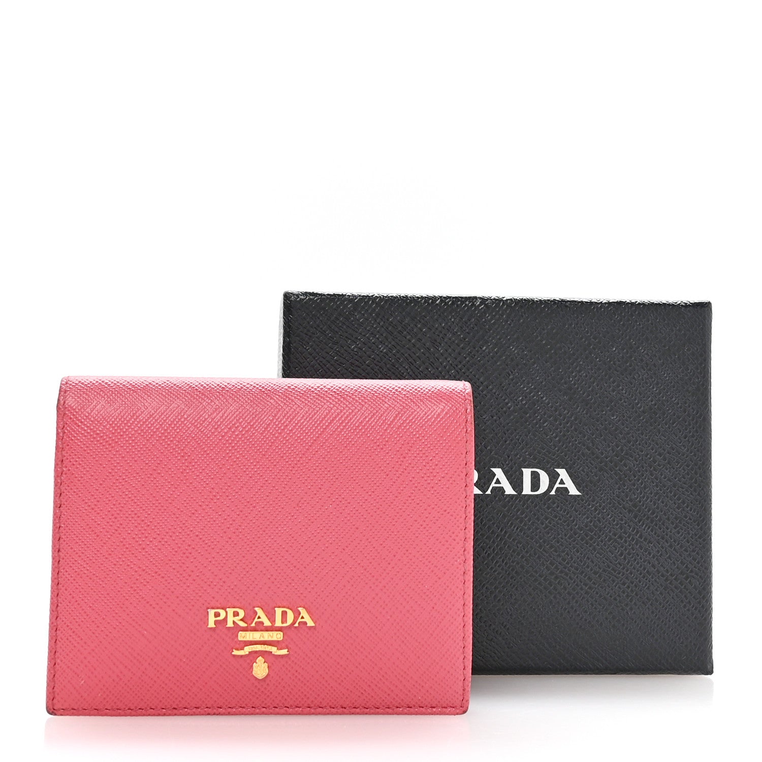 Prada Saffiano Metal Small Compact Wallet Peonia Begonia 8 of 8