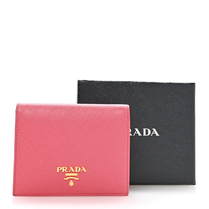 Prada Saffiano Metal Small Compact Wallet Peonia Begonia 8 of 8