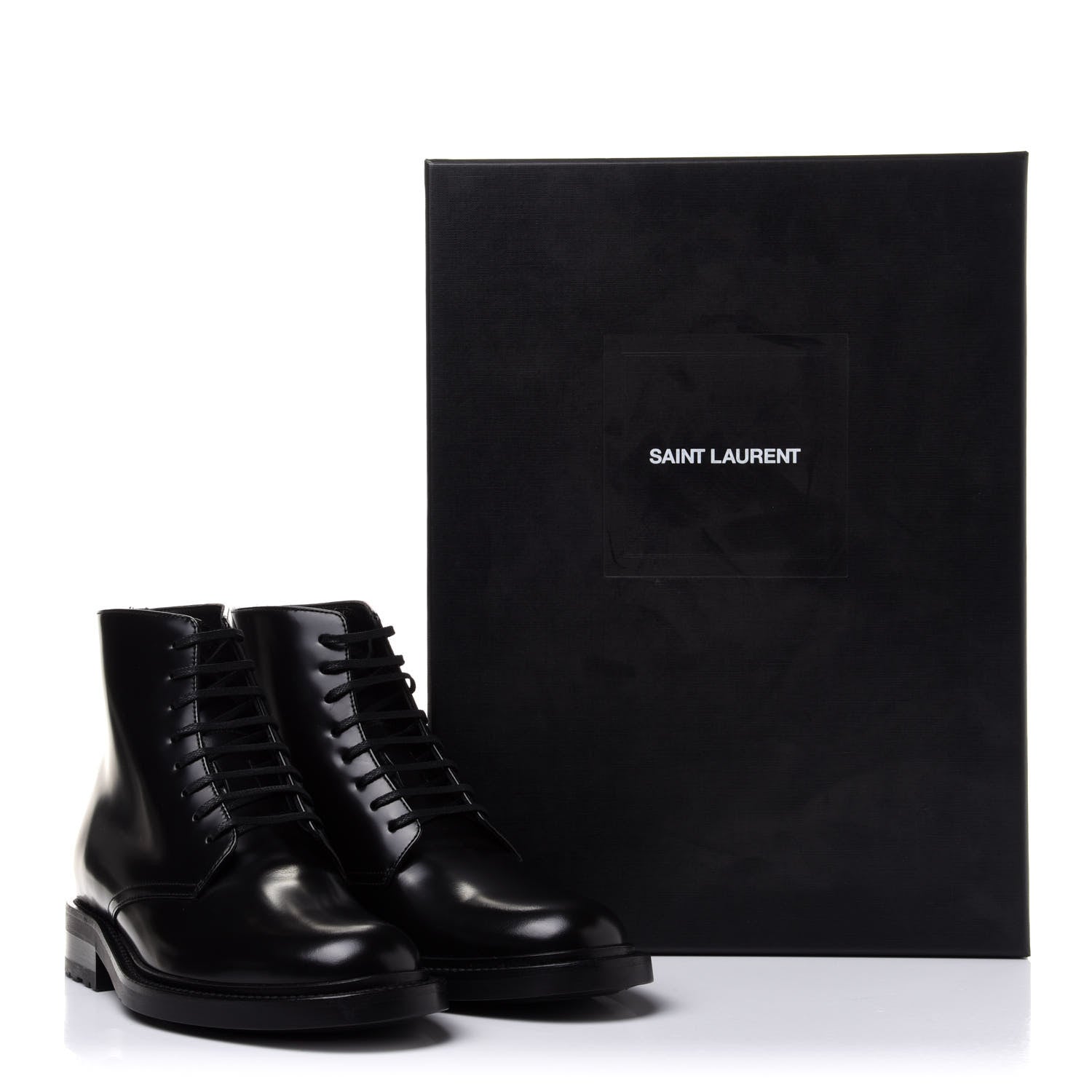 Saint Laurent Calfskin Womens Army Combat Boots 38 Black 9 of 9