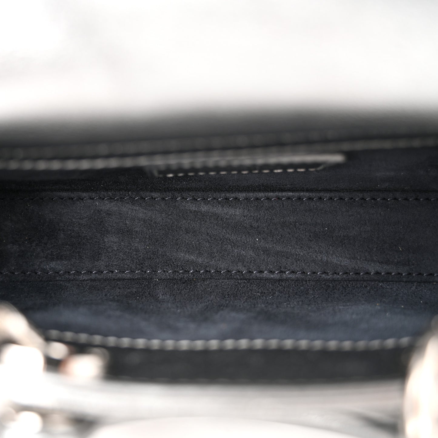 Metallic Lambskin Cannage Micro Lady D-Joy Silver