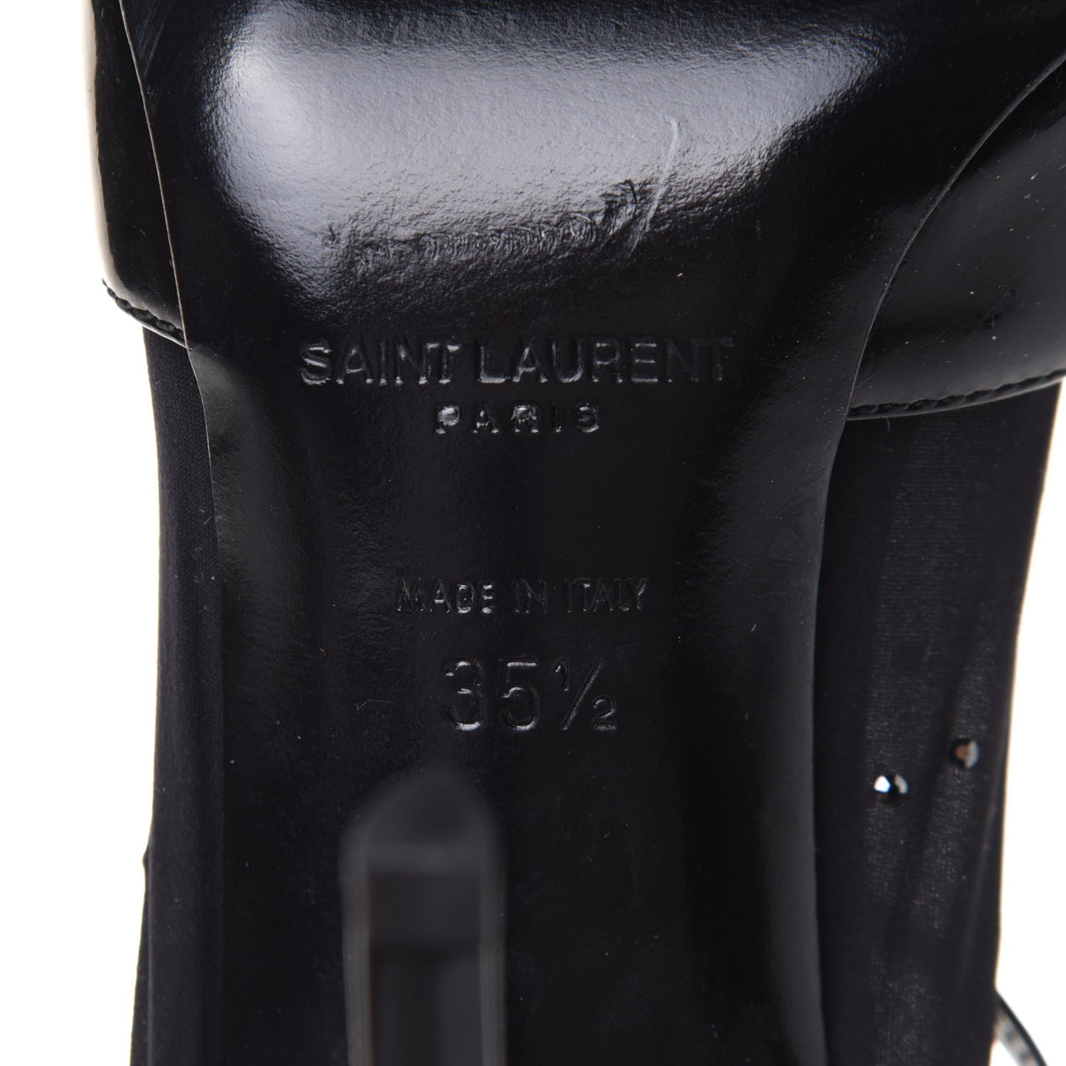 Saint Laurent Patent Calfskin Edie Studded Sock Pumps 35.5 Black 7 of 11