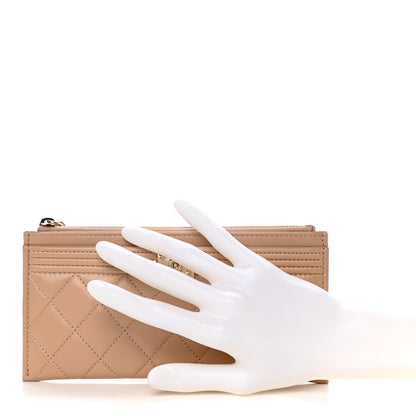 Chanel Lambskin Quilted Classic Zip Boy Pouch Beige 2 of 9